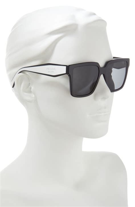 voice 56mm sunglasses prada black|Prada 56mm Square Sunglasses .